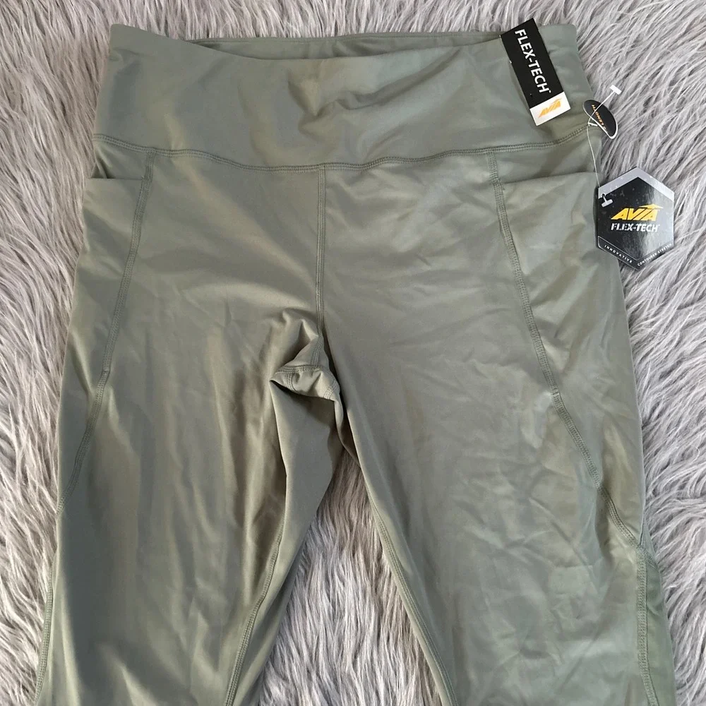 Avia Flex-Tech 7/8 Length Legging Womens Size XL (16/18) Green High Compression - Picture 2 of 5